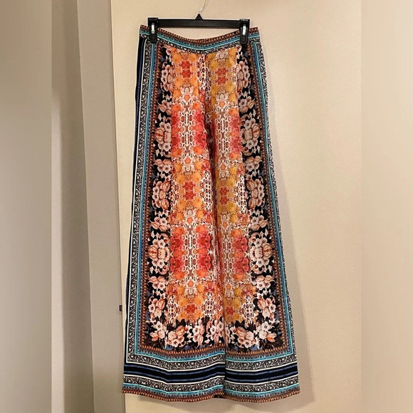 RANNA GILL by ANTHROPOLOGIE Samaire Wide Leg Pants in Blue Motif - Picture 5 of 10